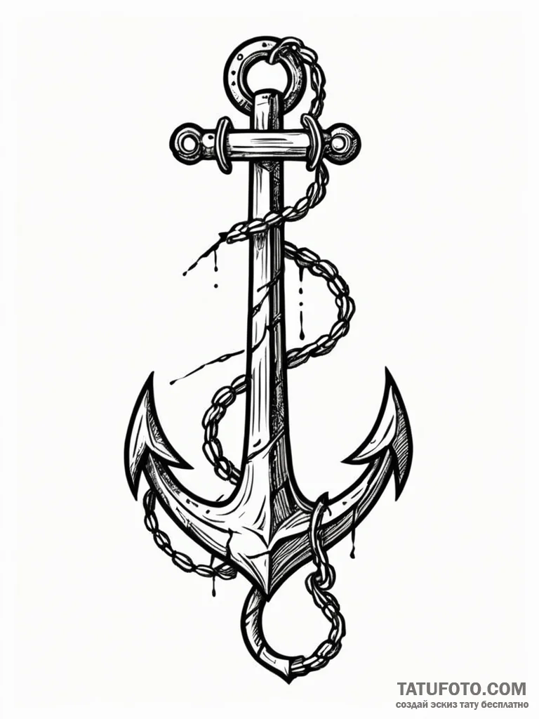 Ancient anchor rusted and cracked, concept ar... - эскиз тату (№1751908659_0, 07.07.2025 17:17) — Tatufoto.com
