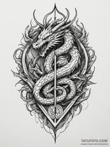 Dragon sigil splitting sky, concept art for t... - эскиз тату (№1751908830_0, 07.07.2025 17:20) — Tatufoto.com