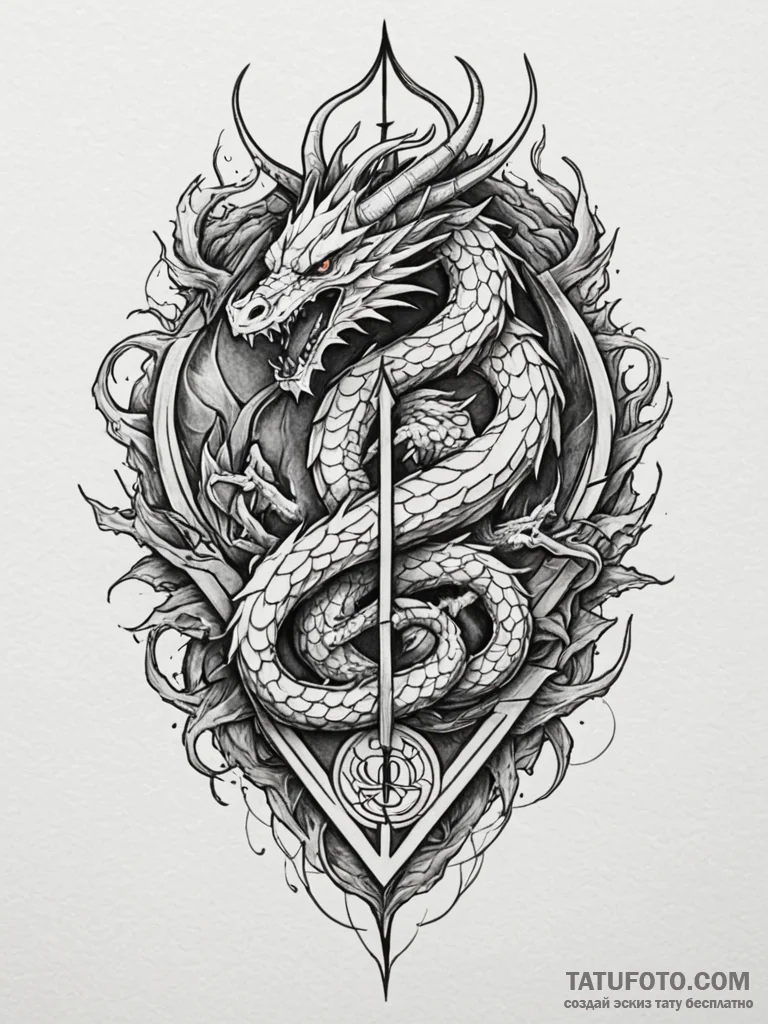 Dragon sigil splitting sky, concept art for t… — эскиз тату (№1751908830_0, 07.07.2025 17:20) — Tatufoto.com