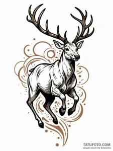 Ashen stag leaping through shadows, tattoo dr... - эскиз тату (№1751909088_0, 07.07.2025 17:24) — Tatufoto.com