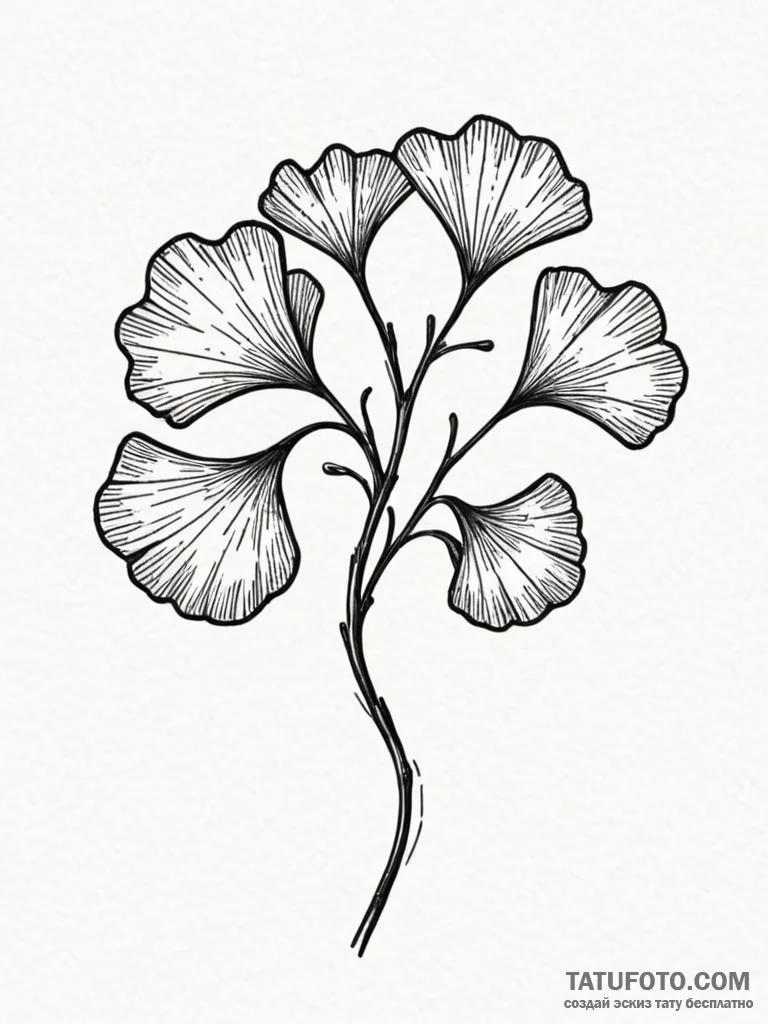 Ginkgo biloba leaf, symbolizing longevity and... - эскиз тату (№1751909259_0, 07.07.2025 17:27) — Tatufoto.com
