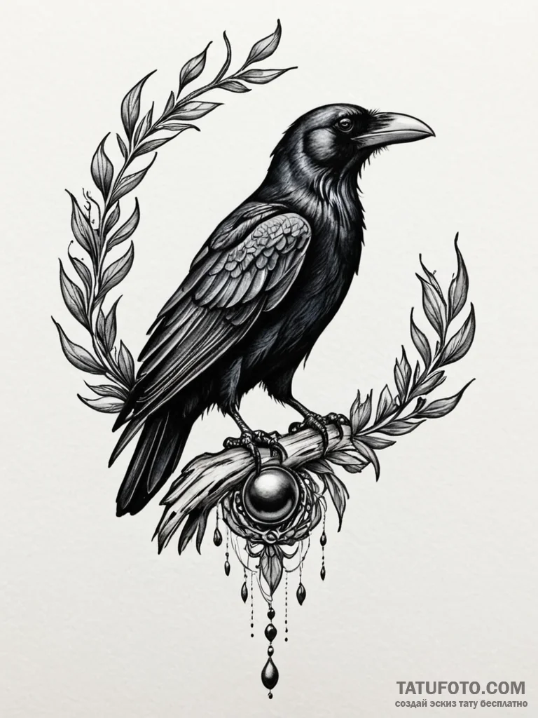 Claw of a raven holding a single, black pearl... - эскиз тату (№1751909345_0, 07.07.2025 17:29) — Tatufoto.com