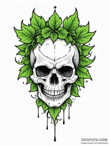 Vampire skull crowned with ivy, tattoo sketch... - эскиз тату (№1751909776_0, 07.07.2025 17:36) — Tatufoto.com