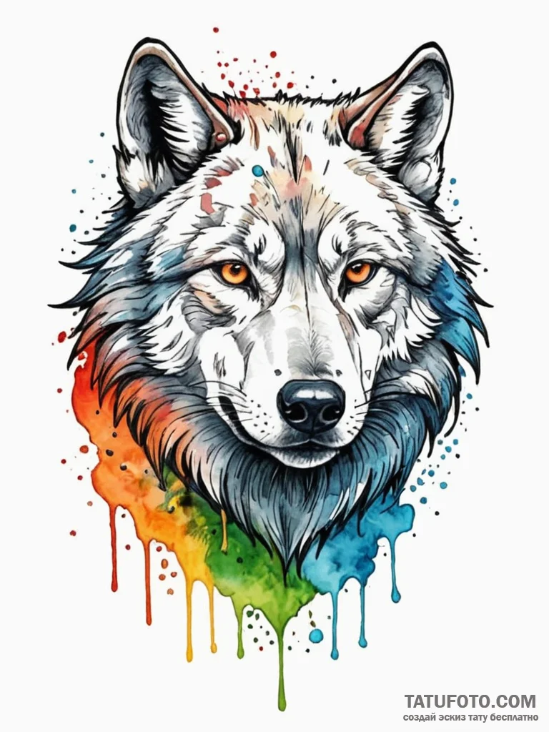Apex predator wolf with bloodied fur, tattoo... - эскиз тату (№1751909948_0, 07.07.2025 17:39) — Tatufoto.com