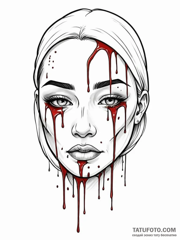 Animated mask crying blood, tattoo sketch des... - эскиз тату (№1751910123_0, 07.07.2025 17:42) — Tatufoto.com