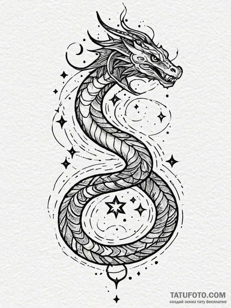 Astral serpent with starlight scales, tattoo... - эскиз тату (№1751910208_0, 07.07.2025 17:43) — Tatufoto.com