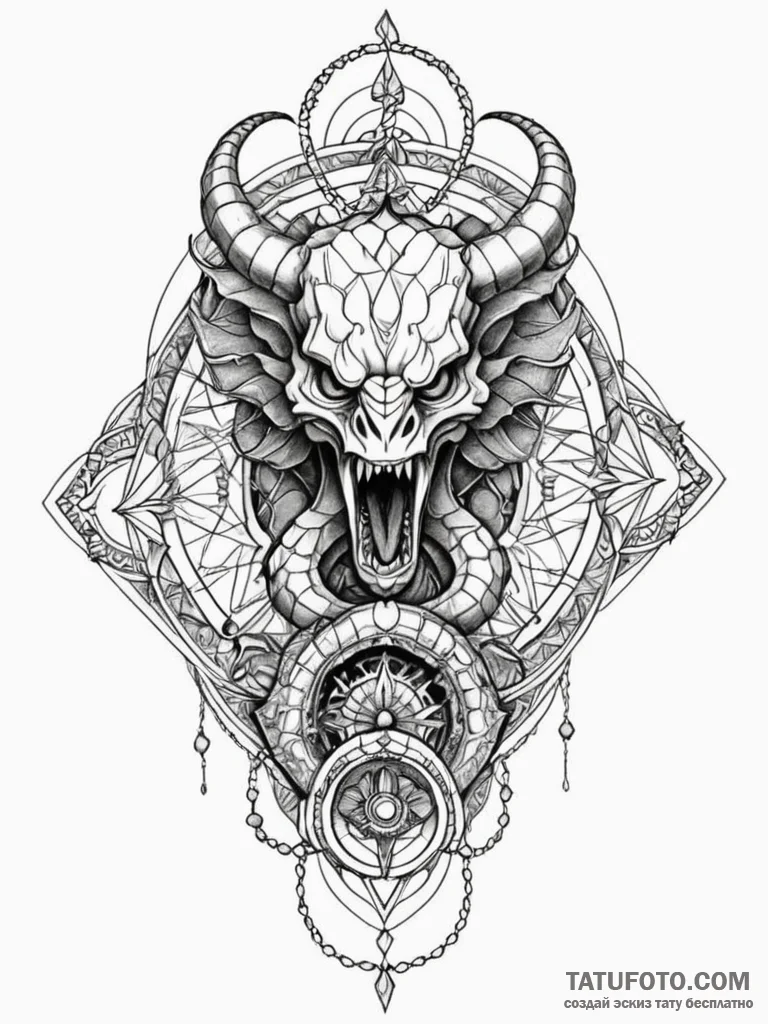 Serpent helm devouring relic, artistic tattoo... - эскиз тату (№1751910294_0, 07.07.2025 17:44) — Tatufoto.com