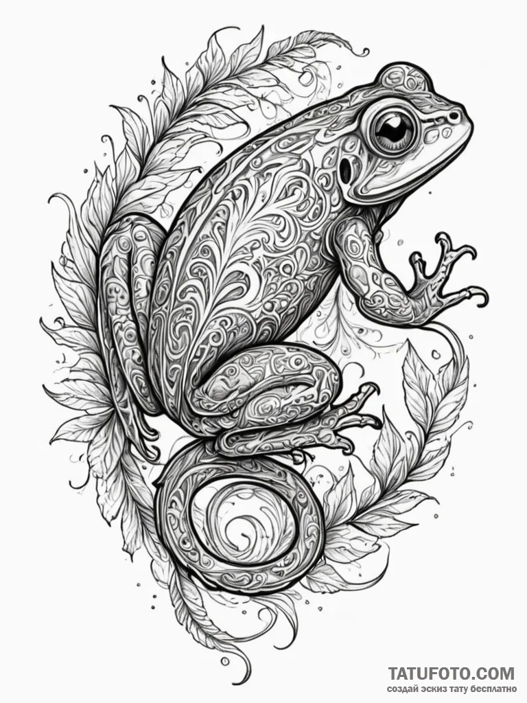 Amphibian creature with glowing eyes, concept... - эскиз тату (№1751910379_0, 07.07.2025 17:46) — Tatufoto.com