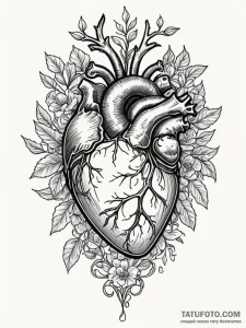 Anatomical heart, concept art for tattoo, mod... - эскиз тату (№1751910465_0, 07.07.2025 17:47) — Tatufoto.com