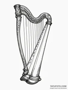 Ancient harp with bone strings, tattoo sketch... - эскиз тату (№1751910722_0, 07.07.2025 17:52) — Tatufoto.com