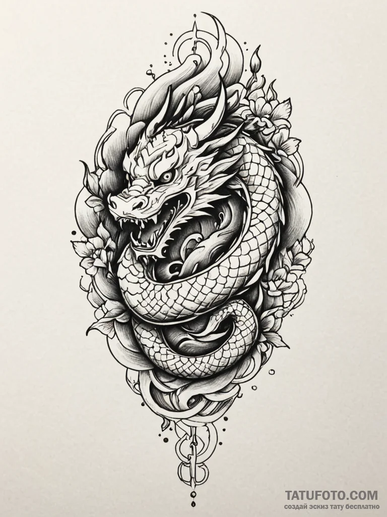 Barbed serpent forming infinity loop, tattoo... - эскиз тату (№1751910894_0, 07.07.2025 17:54) — Tatufoto.com