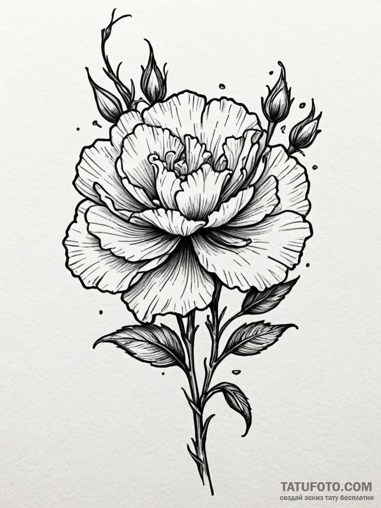 Carnation, tattoo flash sheet design, black a... - эскиз тату (№1751910979_0, 07.07.2025 17:56) — Tatufoto.com