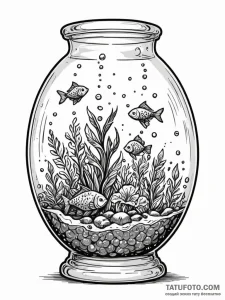 A whimsical bubble in a fishtank, oxygen,, in... - эскиз тату (№1751911320_0, 07.07.2025 18:02) — Tatufoto.com