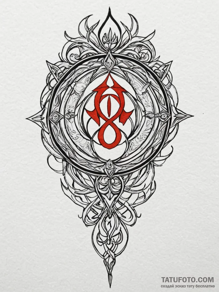 Rotwood staff crowned with runes, tattoo draw... - эскиз тату (№1751912587_0, 07.07.2025 18:23) — Tatufoto.com