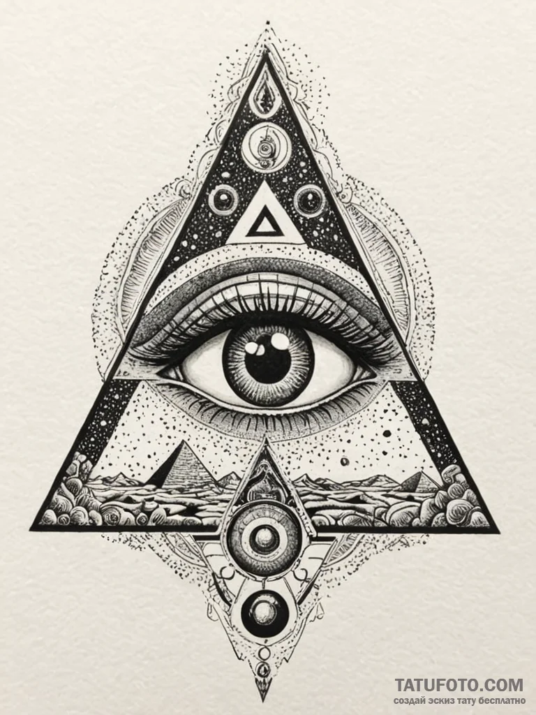Pyramid with the eye of ra floating above it,... - эскиз тату (№1751912842_0, 07.07.2025 18:27) — Tatufoto.com