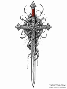 Ashen sword with runes, tattoo line art, styl... - эскиз тату (№1751912926_0, 07.07.2025 18:28) — Tatufoto.com