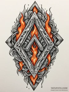 Volcanic rune burning through stone, tattoo s... - эскиз тату (№1751913093_0, 07.07.2025 18:31) — Tatufoto.com