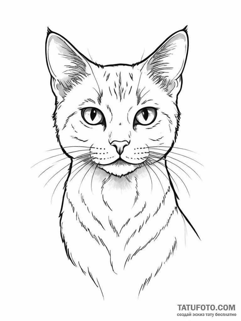 Cat - эскиз тату (№1751913177_0, 07.07.2025 18:32) — Tatufoto.com