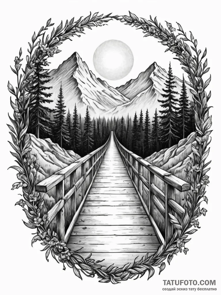 Bifrost bridge, concept art for tattoo, on a... - эскиз тату (№1751913933_0, 07.07.2025 18:45) — Tatufoto.com