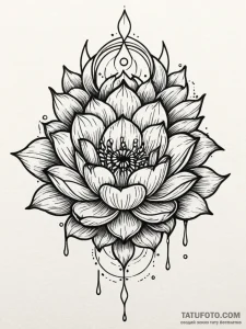 Blooming lotus in a pool of liquid moonlight,... - эскиз тату (№1751914018_0, 07.07.2025 18:46) — Tatufoto.com