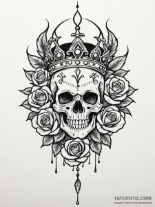 Feathered crown beneath burning sky, tattoo l... - эскиз тату (№1751914526_0, 07.07.2025 18:55) — Tatufoto.com