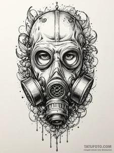 Gas mask, artistic tattoo sketch, linework ta... - эскиз тату (№1751915792_0, 07.07.2025 19:16) — Tatufoto.com