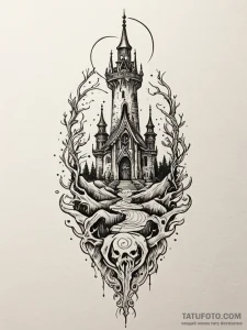 Labyrinth blade beneath bone spire, tattoo fl... - эскиз тату (№1751915876_0, 07.07.2025 19:17) — Tatufoto.com