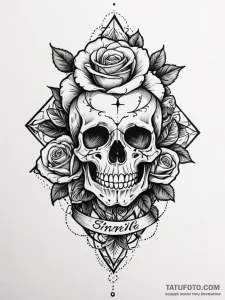 Smile, ink illustration for tattoo, moderatel... - эскиз тату (№1751915960_0, 07.07.2025 19:19) — Tatufoto.com
