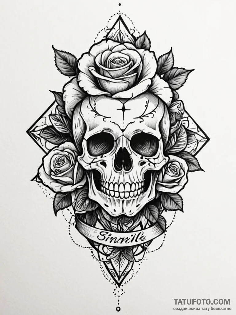 Smile, ink illustration for tattoo, moderatel… — эскиз тату (№1751915960_0, 07.07.2025 19:19) — Tatufoto.com