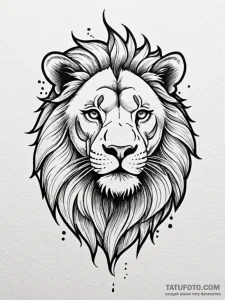Apex predator lion with scars, tattoo drawing... - эскиз тату (№1751916045_0, 07.07.2025 19:20) — Tatufoto.com