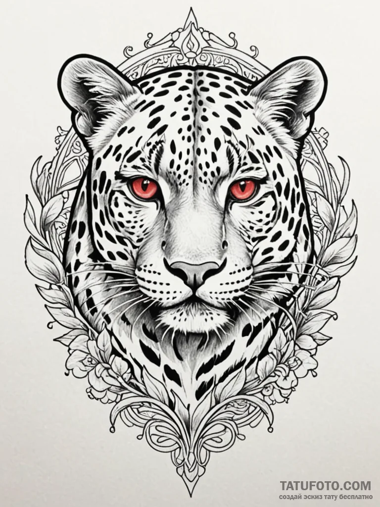 Leopard, tattoo sketch design, neo traditiona... - эскиз тату (№1751916464_0, 07.07.2025 19:27) — Tatufoto.com