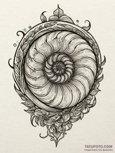 Paper nautilus, fragile but beautiful, ink il... - эскиз тату (№1751916801_0, 07.07.2025 19:33) — Tatufoto.com
