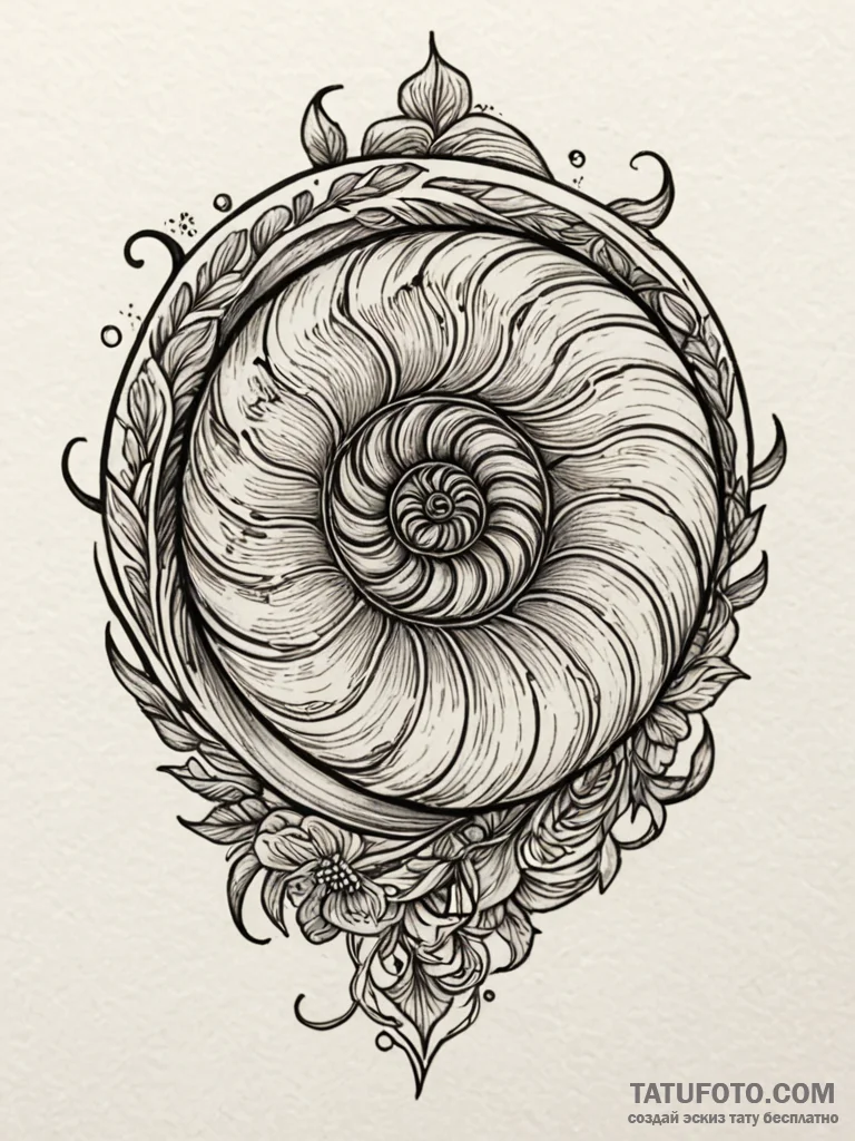 Paper nautilus, fragile but beautiful, ink il... - эскиз тату (№1751916801_0, 07.07.2025 19:33) — Tatufoto.com