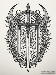 Dagger pierced through ancient gate, tattoo d... - эскиз тату (№1751916886_0, 07.07.2025 19:34) — Tatufoto.com