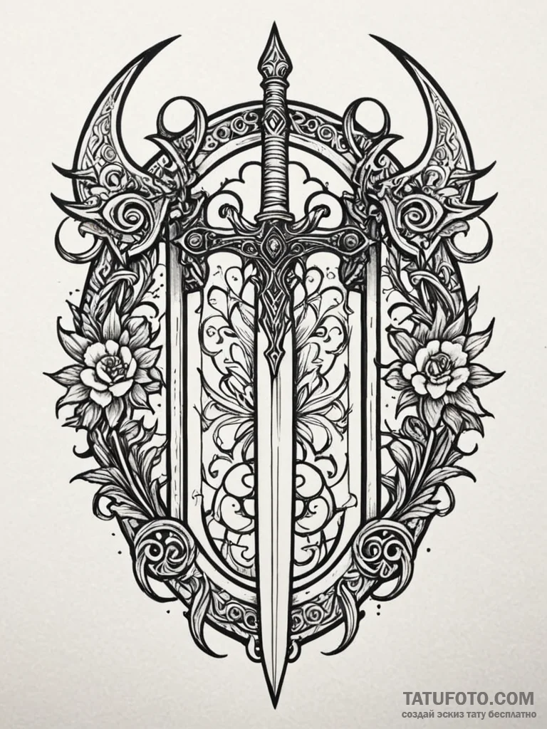Dagger pierced through ancient gate, tattoo d… — эскиз тату (№1751916886_0, 07.07.2025 19:34) — Tatufoto.com