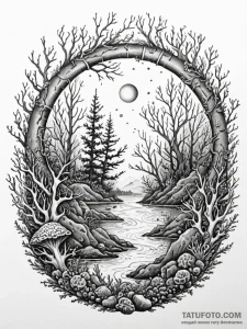 Sunken wheel beneath coral forest, concept ar... - эскиз тату (№1751917141_0, 07.07.2025 19:39) — Tatufoto.com