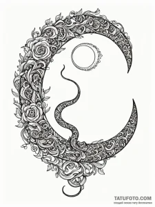 Black serpent curled around moon, tattoo sket... - эскиз тату (№1751917226_0, 07.07.2025 19:40) — Tatufoto.com