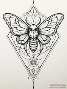 A moth on a skull, tattoo flash sheet design,... - эскиз тату (№1751917394_0, 07.07.2025 19:43) — Tatufoto.com