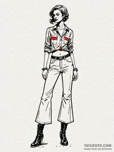 A classic bell-bottom pants, retro,, concept... - эскиз тату (№1751917646_0, 07.07.2025 19:47) — Tatufoto.com