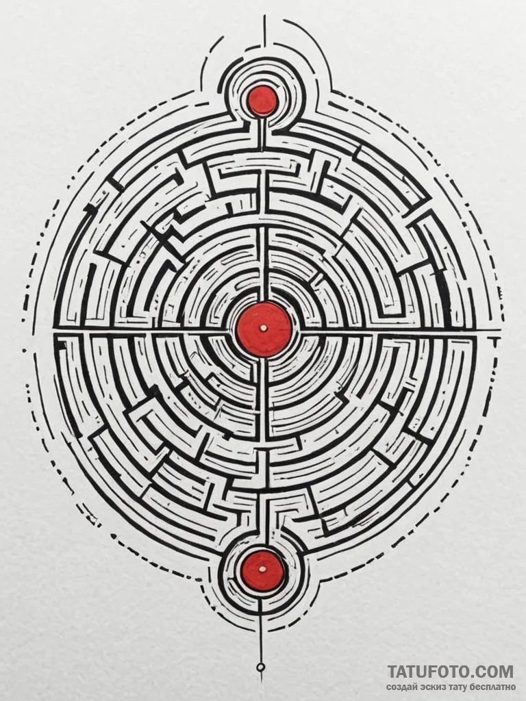 Labyrinth walls spiraling into darkness, tatt… — эскиз тату (№1751917901_0, 07.07.2025 19:51) — Tatufoto.com