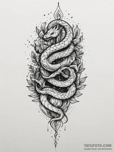 Glacial serpent crowned with starlight, tatto... - эскиз тату (№1751918324_0, 07.07.2025 19:58) — Tatufoto.com