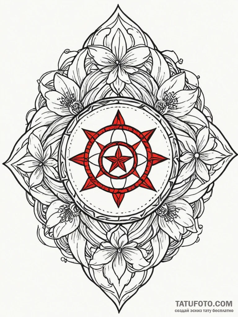 Yarn sigil beneath celestial bloom, concept a... - эскиз тату (№1751918916_0, 07.07.2025 20:08) — Tatufoto.com