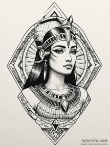 Cleopatra, ink illustration for tattoo, on a... - эскиз тату (№1751919083_0, 07.07.2025 20:11) — Tatufoto.com