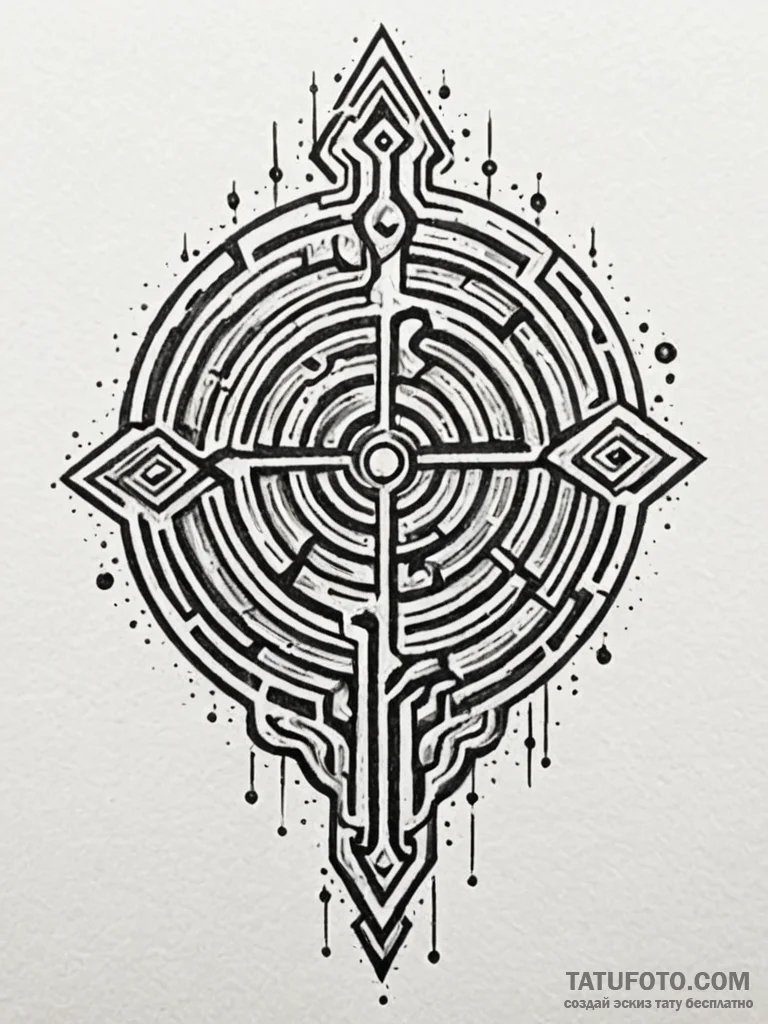 Labyrinth key forged in ice, concept art for... - эскиз тату (№1751919275_0, 07.07.2025 20:14) — Tatufoto.com