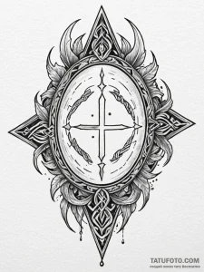 Arcane mirror with runic cracks, tattoo flash... - эскиз тату (№1751919529_0, 07.07.2025 20:18) — Tatufoto.com