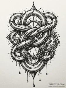 A detailed broken chain link, strength,, tatt... - эскиз тату (№1751919783_0, 07.07.2025 20:23) — Tatufoto.com