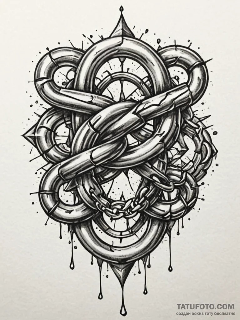 A detailed broken chain link, strength,, tatt... - эскиз тату (№1751919783_0, 07.07.2025 20:23) — Tatufoto.com