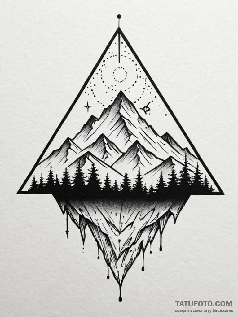 Low-poly mountain range, tattoo sketch design... - эскиз тату (№1751920883_0, 07.07.2025 20:41) — Tatufoto.com
