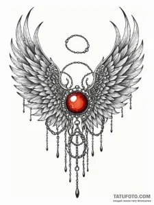 Lunar wings wrapped in chains, ink illustrati... - эскиз тату (№1751921305_0, 07.07.2025 20:48) — Tatufoto.com