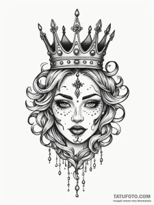 Shadow mask crowned in frost, tattoo drawing... - эскиз тату (№1751921389_0, 07.07.2025 20:49) — Tatufoto.com